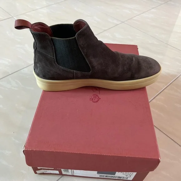 #2745 Loro PianaUltimate Beatle Suede Pull-On Ankle Boots WARM GREY US 11